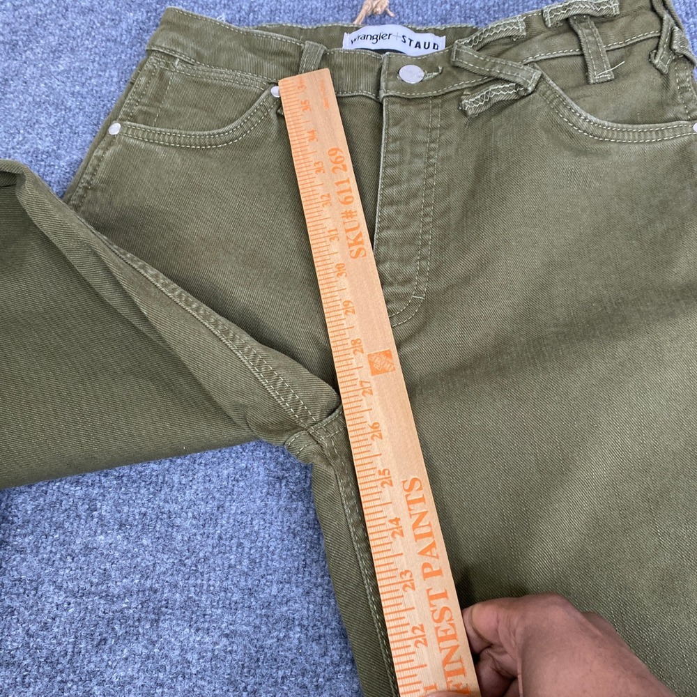Wrangler x STAUD Women Olive Green High Rise Flare Jeans Size 28 112363604 - Picture 7 of 8